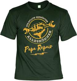 Herren Geburtstag T-Shirt dunkelgrün - Alleskönner Papa Repair - lustige Fun Shirts 4 Heroes Vatertagsgeschenk-Set für Männer von Geile-Fun-T-Shirts