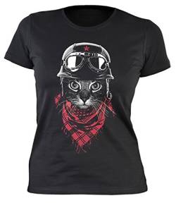 Lady-Shirt Biker-Katze Shirts 4 Girls Damen T-Shirt Geburtstag-Geschenk geil Bedruckt von Geile-Fun-T-Shirts