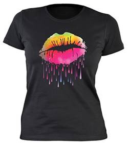 Lady-Shirt Neon Kuss-Mund Lippen Shirts 4 Girls T-Shirt Geburtstag-Geschenk geil Bedruckt von Geile-Fun-T-Shirts