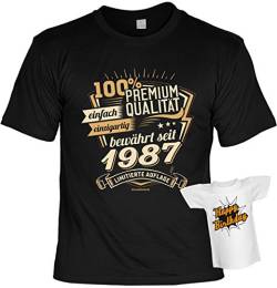 lustige Herren T-Shirt Qualität seit 1987 Shirts 4 Heroes Bedruckt Geburtstag Geschenk-Set mit Mini Flaschenshirt von Geile-Fun-T-Shirts