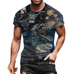 Geilisungren Herren Basic Rundhalsausschnitt Kurzarm T-Shirts Bunt Handabdruck Sommer Bluse Männer 3D Drucken Lustig Shirts Alltag Party Tops von Geilisungren