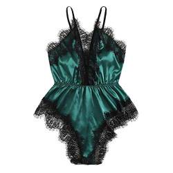 Geilisungren Kleid Transparent Jumpant Body Anzug heiße Damenunterwäsche in der Länge Bottleneck 3 6XL V-Ausschnitt Plus Spitze Dessous Damen String GroßE GrößEn Lingerie Outfit mit Tanga von Geilisungren