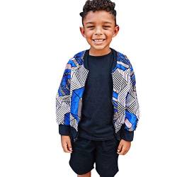 Geilisungren Kleinkind Kinder Mädchen Junge Baseball Jacke Dashiki Afrikanischer Druck Winddichter Mantel Herbst Zipper Windjacke Bomberjacke Outwear mit Taschen für 1-5 Jahre（Beige，130） von Geilisungren