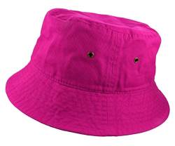 Gelante Einfarbiger Fischerhut aus 100 % Baumwolle für Damen und Herren, verstaubar, für Reisen, Sommer, Strand, Knallpink (Hot Pink), L/XL von Gelante