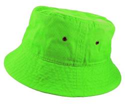 Gelante Einfarbiger Fischerhut aus 100 % Baumwolle für Damen und Herren, verstaubar, für Reisen, Sommer, Strand, neon green, Large von Gelante