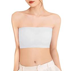 Gelb&Schwarz Brüste Verkleinern Trägerloser BH für Damen, Nahtloser BH, rutschfeste, unsichtbare Unterwäsche (White, One Size) von Gelb&Schwarz