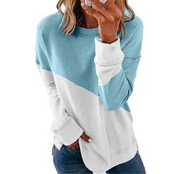 Gellmall Frauen Sweatshirt Loose Crewneck Pullover Langarm Tops Farbblock Rundhals Oberteil 2XL von Gellmall