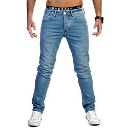 Gelverie Jeans Herren Slim Fit Jeanshose Stretch Designer Hose Denim I Light Blue Denim, W42 / L30 von Gelverie