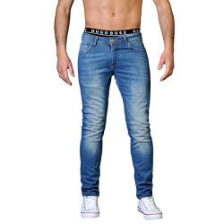 Gelverie Jeans Herren Slim Fit Jeanshose Stretch Designer Hose Denim I Medium Blue Denim Used, W30 / L34 von Gelverie