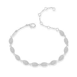 GemKing B1836 Round, fully inlaid with broken silver leaves, light luxury style and versatile S925 silver versatile bracelet for women von GemKing