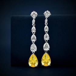 GemKing E0326 925 silver 4ct drop-shaped 9 * 13 ice flower cut high carbon diamond long earrings von GemKing