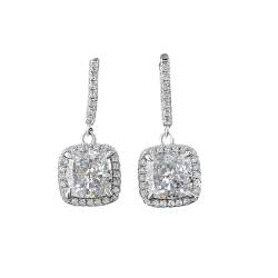 GemKing E2052 Sterling silver high carbon diamond earrings 2ct fat square 7 * 7 ice flower cut earrings von GemKing
