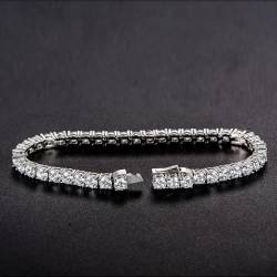 GemKing P0554 3.7mm Round Diamond High Carbon Diamond Bracelet Single Row Diamond Versatile Women's Hand Accessory 15-18cm von GemKing