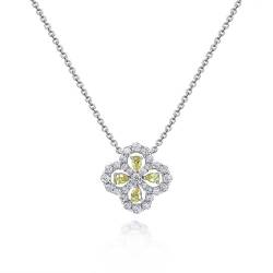 GemKing P0682 Four-leaf clover pendant s925 silver diamond pink high carbon diamond niche design pendant for women 40+3 von GemKing