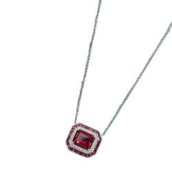 GemKing P1096 Rectangular chamfered flat red 9 * 11 fashion versatile necklace 40+3cm von GemKing