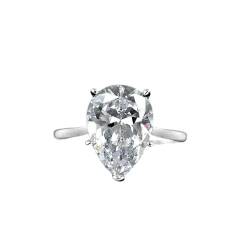 GemKing R0349 925 silver 4.5ct light blue high carbon diamond ring for women drop shape 10 * 14 von GemKing