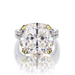 GemKing R0357 Simple white fat square atmosphere 14 * 14 high carbon diamond S925 silver 10 carats von GemKing