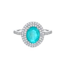 GemKing R0403 2 carat pigeon egg 8 * 10 Paraiba sapphire ring s925 sterling silver women's diamond ring von GemKing