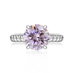 GemKing R0893 4 carat pink 10 * 10 high carbon diamond ring sterling silver women's hemp rope ring light luxury von GemKing