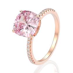 GemKing R0947 925 silver 10 * 10mm high carbon diamond 5 carat fat square pink diamond ring for engagement and proposal von GemKing