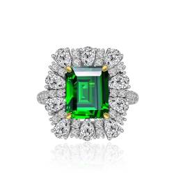 GemKing R1158 Classic temperament S925 silver 4ct high carbon diamond ring 9 * 11 emerald cut full diamond finger von GemKing