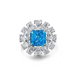 GemKing R1569 925 silver 5ct color changing orange rose ring 10 * 10 high carbon diamond flower ring for women von GemKing