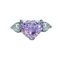 GemKing R1797 5ct heart-shaped high carbon diamond 10 * 12 simple and elegant women's diamond ring 925 silver ring von GemKing