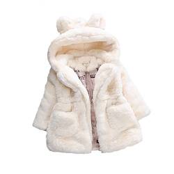 Gemini_mall® Baby Mädchen Kinder Kapuzenjacke Kaninchenohren Mantel Kunstfell Warme Jacken Outwear Winterkleidung für 1–5 Jahre alt, beige, 2-3 Jahre von Gemini_mall