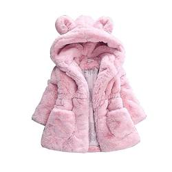 Gemini_mall® Baby Mädchen Kinder Kapuzenjacke Kaninchenohren Mantel Kunstfell Warme Jacken Outwear Winterkleidung für 1–5 Jahre alt Gr. 92, rose von Gemini_mall