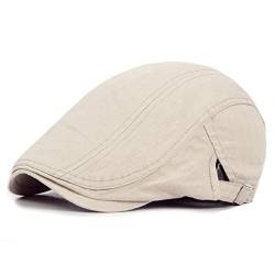 Gemini_mall® Herren Schiebermütze Efeumütze Solide Baumwolle Gatsby Cap Golf Fahren Sommer Sonne Cabbie Newsboy Caps, beige, Einheitsgröße von Gemini_mall