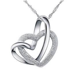 Gemini_mall® Herzanhänger mit Kette, versilbert mit 925er Sterlingsilber, Damen-Schmuck, Geschenk für Damen, silber, Einheitsgröße von Gemini_mall