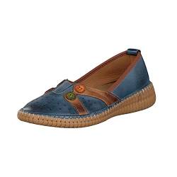 Gemini Damen Leder Slipper Ballerina 332844-02 (Blau, Numeric_38) von Gemini