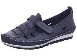 Gemini Damen Slipper Leder Flechtoptik Klettverschluss 382334-01, Größe:38 EU, Farbe:Blau von Gemini