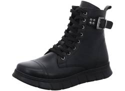 Gemini Damen Stiefelette Leder Combat Boot sportlich Schnalle Nieten 341913-02, Größe:41 EU, Farbe:Schwarz von Gemini