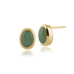 Gemondo Damen 375 Gold 9ct Gelbgold Oval Jade Classic Satz Ohrstecker Grün 7x6mm von Gemondo