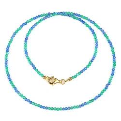 GEMSTONE COUTURE Blauer Onyx und grüner Onyx Halskette für Frauen natürlicher Edelstein 925 Sterling Silber Schmuck - 45 CM von Gemshiner