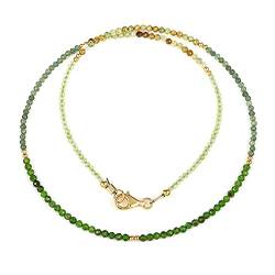 GEMSTONE COUTURE Halskette mit mehreren Steinen facettiert runde Perlen (2 mm) 925er Silber für Damen Weihnachten, 45 cm von Gemshiner