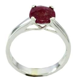 Gemsonclick Echt indische Rubin Versprechen Ring für Frauen in 925 Silber Runde Prong Stil handgemachte Größe Z von Gemsonclick