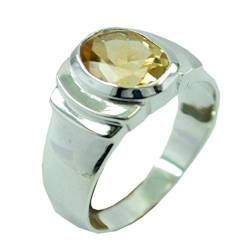Gemsonclick Echte Citrin Ring Silber für Geburtstagsgeschenk Oval Edelstein Lünette Stil handgemachte Größe V von Gemsonclick