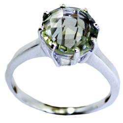 Gemsonclick Echte Grüne Amethyst Schöne Versprechen Ring 925 Silber Prong Stil Runde Form Größe J von Gemsonclick