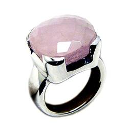Gemsonclick Echte Rosenquarz Ring Für Ihre 925 Silber Kissenform Chakra Heilung Schmuckgröße Q von Gemsonclick