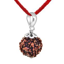 Gemsonclick Original 8 Mukhi 8 Faced Indonesien Rudraksha Perlen versilbert Anhänger Meditation Medaillon Shiva Andachtsschmuck von Gemsonclick