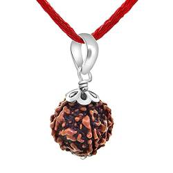 Gemsonclick Original und laborzertifizierter Sapthamukhi-Anhänger mit Sieben Gesichtern, versilbert, indonesischer Rudraksha-Anhänger, Astrologie-Schmuck für Damen und Herren von Gemsonclick