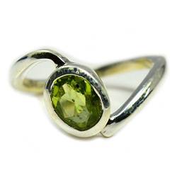 Gemsonclick - Sterling-Silber 925 Silber Rund Green natürlicher Peridot von Gemsonclick