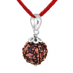 Gemsonclick echte zertifizierte fünfseitige Panchamukhi Nepali Rudraksha versilberte Anhänger Shiva-Perlen-Schmuck für Männer und Frauen von Gemsonclick