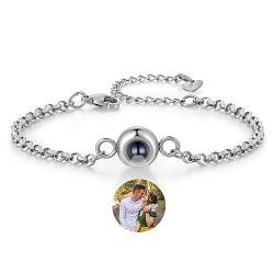 Gemszoo Personalisierte Foto Armbänder für Frauen Männer Benutzerdefinierte Armband mit Bild Innen Projektion Armbänder Memorial Armband Geburtstag Weihnachten Valentine Gfit von Gemszoo