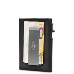 GenTo® SLIMLET Push - Slim Wallet - Geldbörse mit Münzfach - Metal-Case - RFID NFC Schutz - kleines Mini Portmonee mit Geldclip - dünnes schmales Kartenetui für Herren und Damen - Inkl. Geschenkbox von GenTo Design Germany