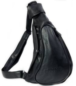 Zenness Leder Kleine Brusttasche Einzel-Schulter-Umhängetasche für Männer und Frauen (Schwarz) von Genda 2Archer