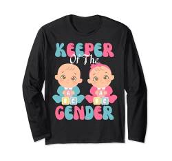 Keeper Of The Gender Cute Reveal Baby Ankündigung Party Langarmshirt von Gender Reveal Baby Shower