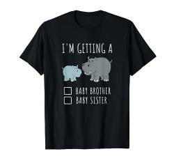 Hippo, ich bekomme einen kleinen Bruder | Baby Sister T-Shirt von Gender Reveal Tees, Gifts & Co.